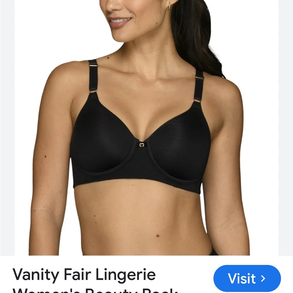 Vanity Fair Women's Black Smooth Back Bra